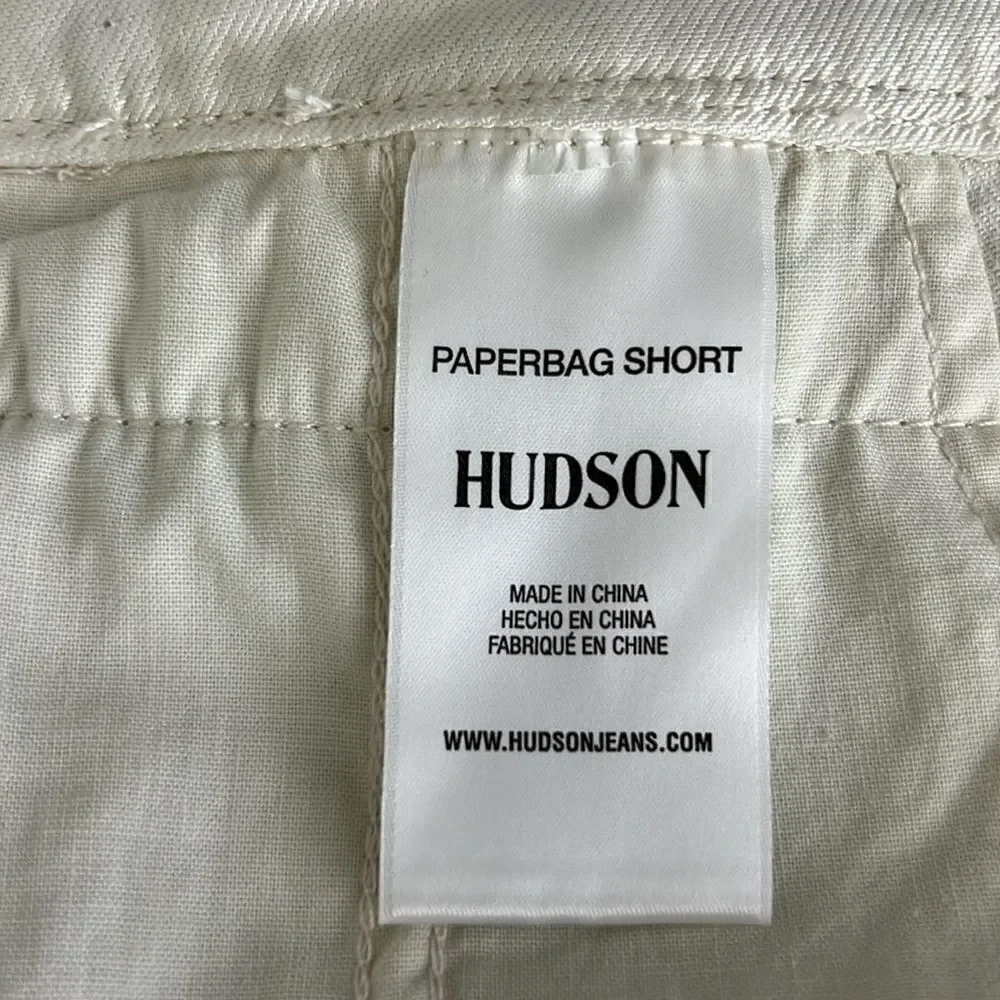 NWOT HUDSON JEANS Paperbag High Waisted Short Linen Twill in Egret Size 30